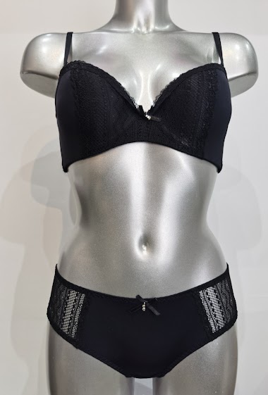 Wholesaler ESTHER QUEEN - Set padded bra+boxer black