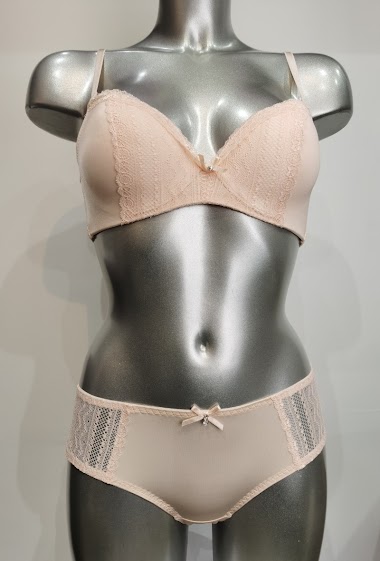 Wholesaler ESTHER QUEEN - Set padded bra+boxer pink