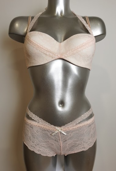 Wholesaler ESTHER QUEEN - Set padded bra+boxer pink
