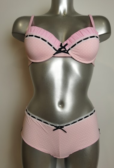 Wholesaler ESTHER QUEEN - Set padded bra+tanga pink