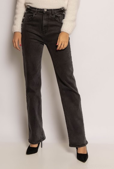 Großhändler Queen Hearts - Straight jeans with chain lace-up