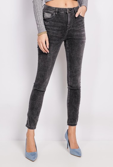 Wholesaler Queen Hearts - Skinny jeans with check detail