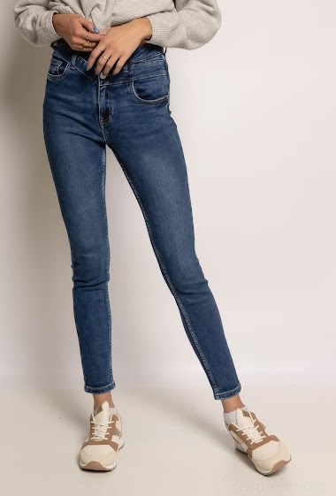 Mayorista Queen Hearts - Skinny jeans with criss-crossed waistband