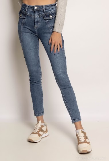 Wholesaler Queen Hearts - Skinny jeans with jean jacket effect