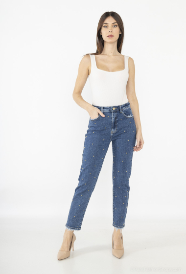 Grossiste Queen Hearts - JEANS MOM A CLOUS