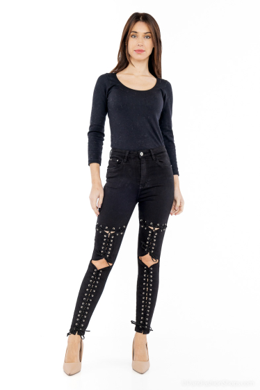 Wholesaler Queen Hearts - SKINNY JEANS WITH LACE UP