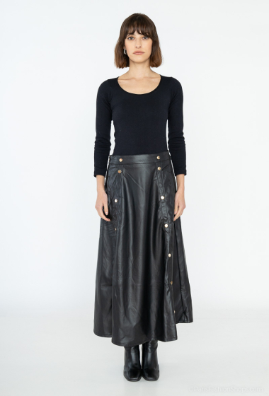 Wholesaler Queen Hearts - FLARE FAUX LEATHER SKIRT