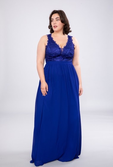 Wholesaler Queen Size - Long dress, front all in patterns