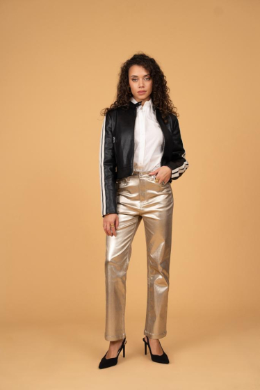 Wholesaler R-Display - GOLD STRAIGHT FIT TROUSERS