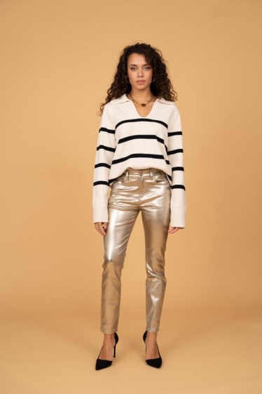 Wholesaler R-Display - GOLD COATED TROUSERS