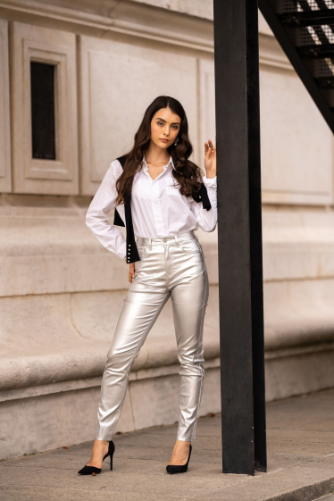 Wholesaler R-Display - MOM FIT SILVER TROUSERS