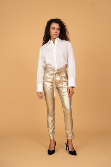 Wholesaler R-Display - PAPER BAG FAUX LEATHER TROUSERS