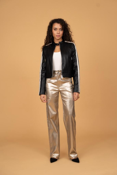 Wholesaler R-Display - GOLD COATED WIDE LEG TROUSERS