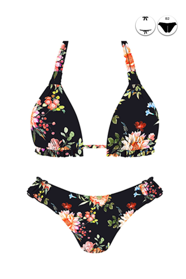Wholesaler Rae - Floral Print Triangle Bikini and Tanga Swimsuit