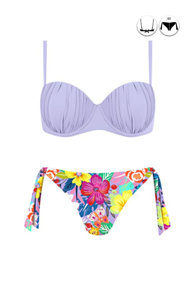 Wholesaler Rae - Balconette bra and floral print tanga swimsuit