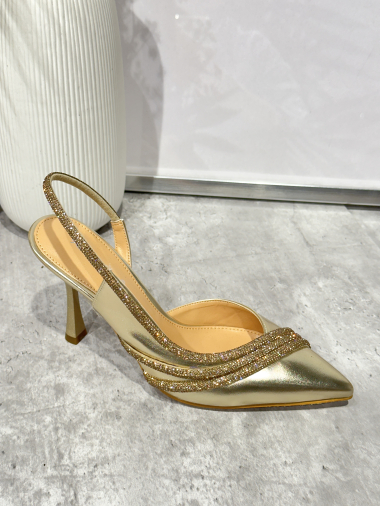 Wholesaler R and BE - Heeled pumps with 3 rhinestone straps