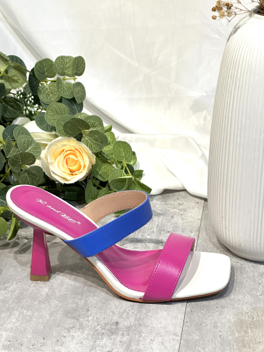 Wholesaler R and BE - OR522 Mules with multicolor heel
