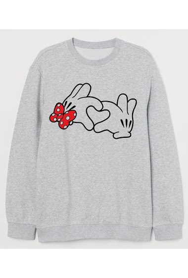 Mere et fille - Sweatshirt for women or children, 80% cotton with LOVE hand print