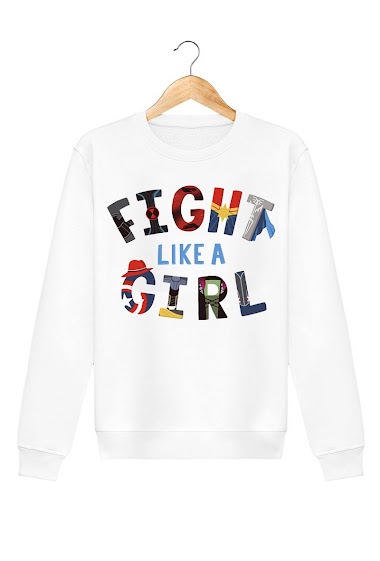 kid's cotton sweatshirt with fight like a girl print