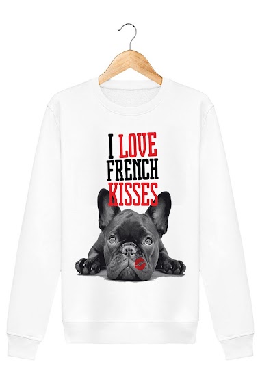 Mayoristas RED WHITE - kid's cotton sweatshirt with print I LOVE FRENCH KISSES