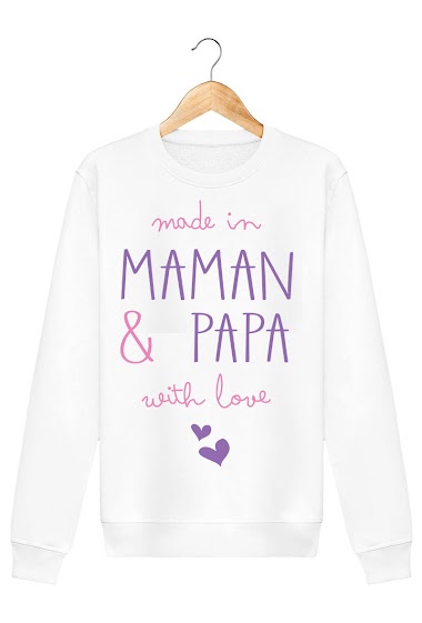 kid's cotton sweatshirt with PRINT made in mom & dad with love