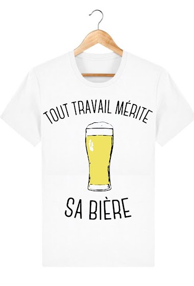 Adult cotton sweatshirt with print tout travail merite sa biere
