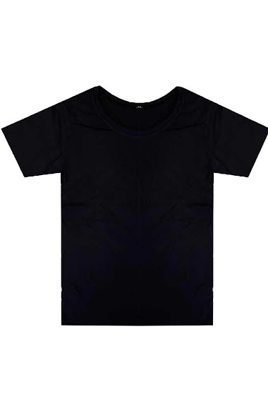 Camiseta de hombre con cuello redondo grande 100% algodón - negro