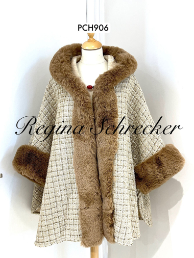 Grossiste Regina Schrecker - Cape chaude intérieur doublé premium avec capuche TISSÉLIA
