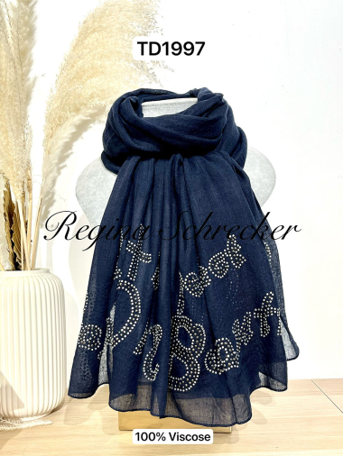 Wholesaler Regina Schrecker - Viscose scarf with rhinestones "Girl it's perfect"