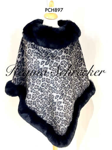 Grossiste Regina Schrecker - Poncho léopard intérieur doublé ultra chaud SOPHIE