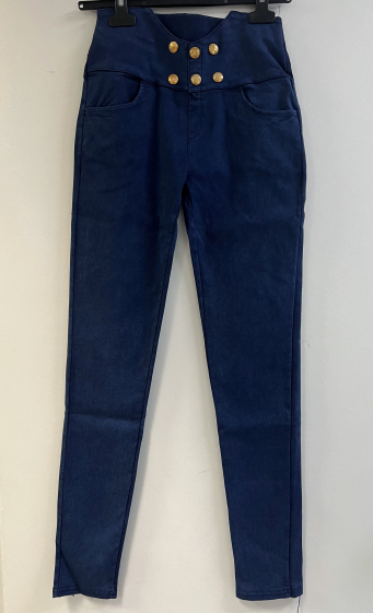 Wholesaler REN QUEEN - Blue 6-button leggings