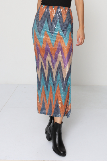Wholesaler Revd'elle - Revdelle - Long patterned skirt with side slit