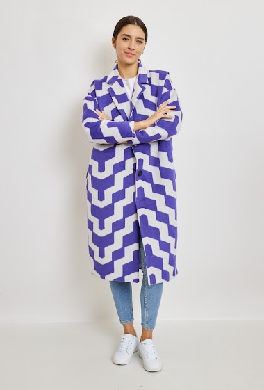 Wholesaler Revd'elle - Revd'elle - Long buttoned coat with lining and zigzag pattern
