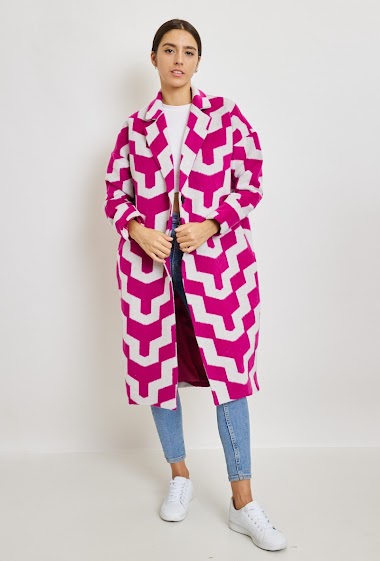 Wholesaler Revd'elle - Revd'elle - Long buttoned coat with lining and zigzag pattern