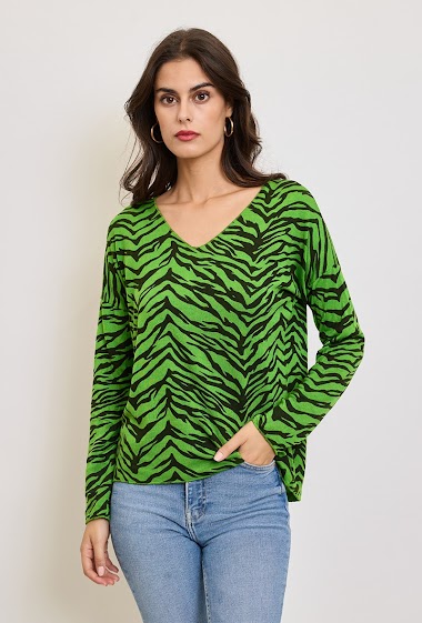 Großhändler Revd'elle - Revdelle - Lightweight zebra print V-neck sweater
