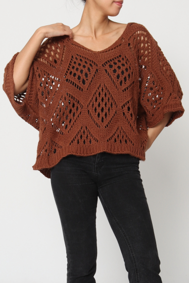 Wholesaler Revd'elle - Revdelle - Oversized V-neck sweater with geometric shapes