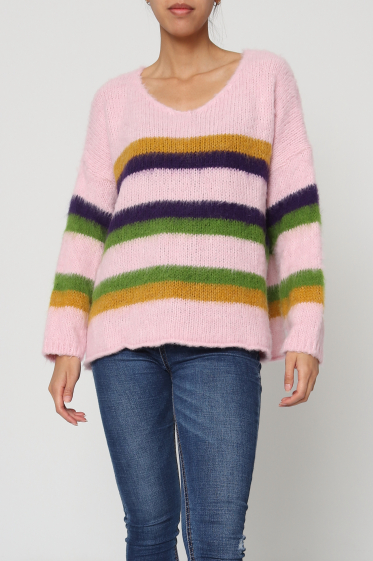 Wholesaler Revd'elle - Revd'Elle - Plain sweater with stripe