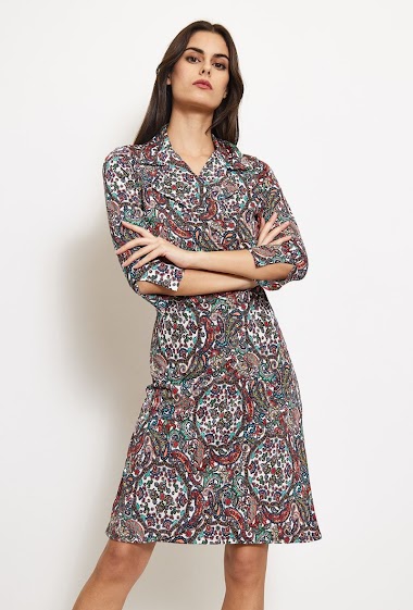 Wholesaler Revd'elle - Revdelle - Straight cut dress 3/4 sleeve shirt collar