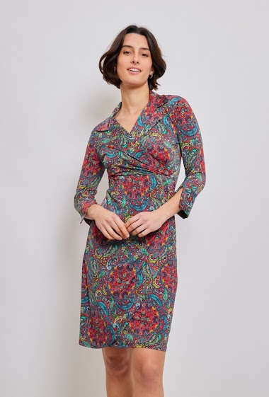 Wholesaler Revd'elle - Revdelle - Straight cut dress 3/4 sleeve shirt collar