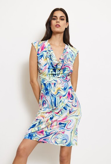 Wholesaler Revd'elle - Revdelle - Sleeveless straight cut dress with floating collar
