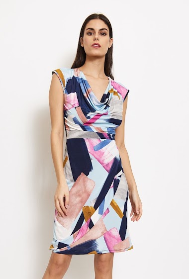 Wholesaler Revd'elle - Revdelle - Sleeveless straight cut dress with floating collar