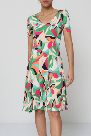 Wholesaler Revd'elle - Revdelle - Short dress with crossover back, round neck