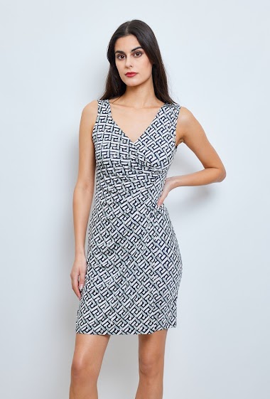 Wholesaler Revd'elle - Revd'elle - V-neck draped dress with short sleeves