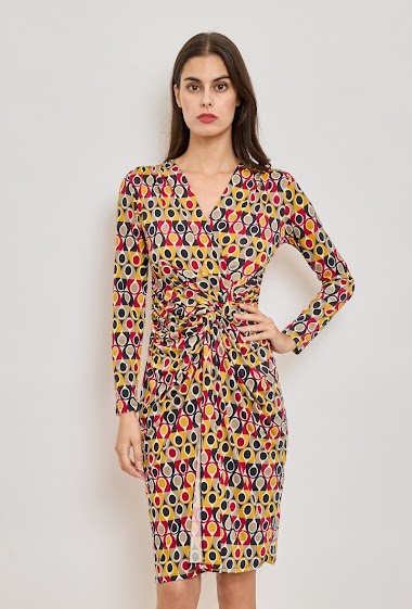 Wholesaler Revd'elle - Revd'elle - Long-sleeved draped V-neck dress