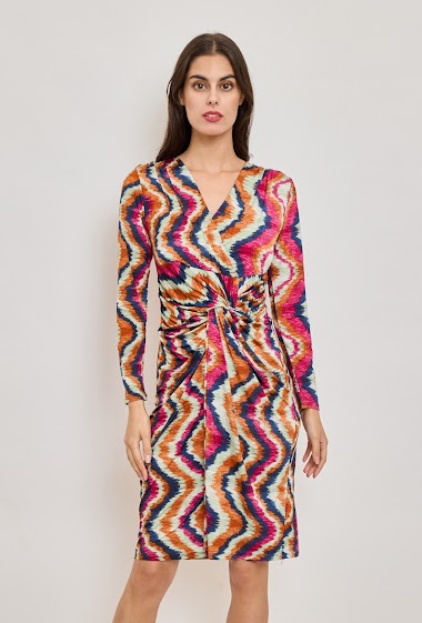 Wholesaler Revd'elle - Revd'elle - Long-sleeved draped V-neck dress