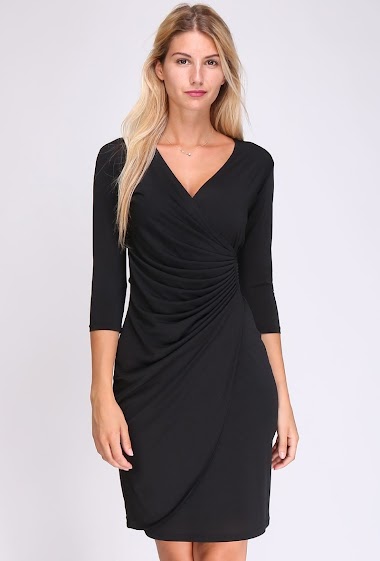 Wholesaler Revd'elle - Revdelle - Plain draped dress V-neck 3/4 sleeves