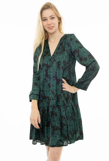 Wholesaler Revd'elle - Revd'elle - Flared V-neck dress with 3/4 sleeves