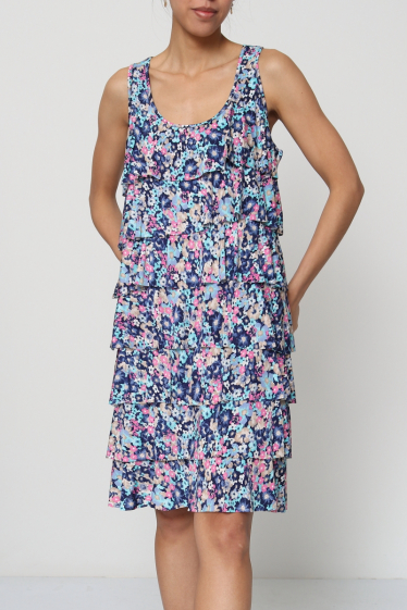 Wholesaler Revd'elle - Revd'elle - Printed dress with straight cut flounce
