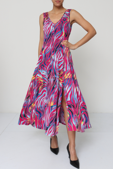 Wholesaler Revd'elle - Revdelle - Long printed sleeveless dress with slits