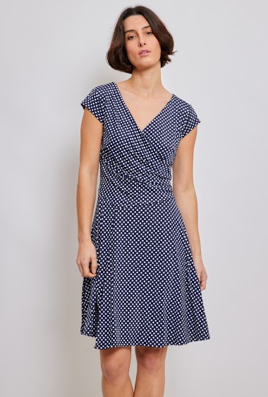 Wholesaler Revd'elle - Revd'elle - V-neck short-sleeved pleated dress